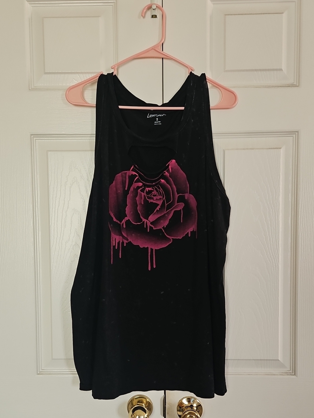 Lovesick Black Tank with Dripping Pink Rose Graphic